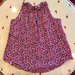 GAP Floral High Neck Tank w Ruffle Detail